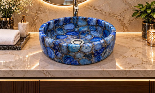 Blue agate vessel sink - blue, |